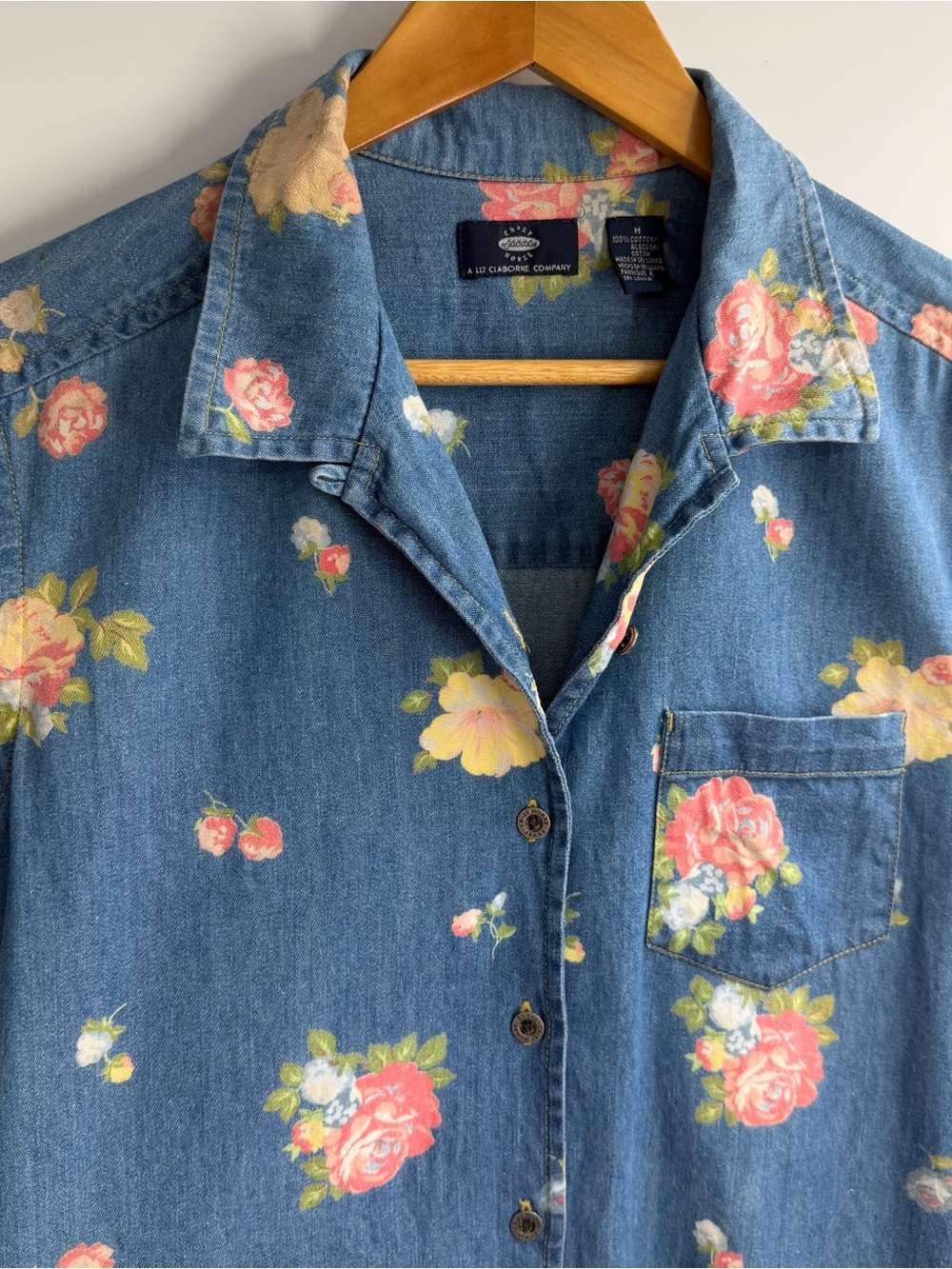 Liz Claiborne Floral Denim Shirt - Picture 3 of 13